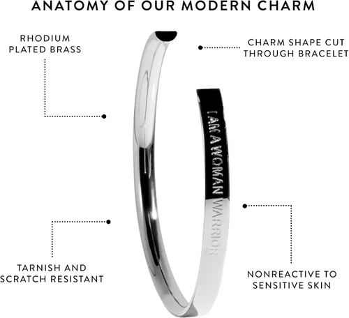 Vista 3 de Stella Valle Woman Warrior Bracelet - 18K Gold and Rhodium Plated Brass Cuff Bracelet with Engraved Mantra I am a Woman Warrior