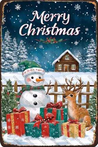 Vista 12 de CCPARTON Carteles de Feliz Navidad Graciosos Cartel de Hoja de Estaño para Decoración del Hogar Interior Jardín Patio Exterior Porche 8x12 Pulgadas