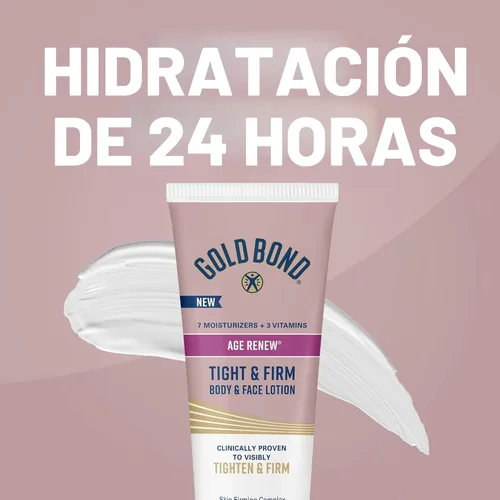 Vista 5 de Gold Bond Age Renew Loción Corporal y Facial Reafirmante y Tonificante con Proteínas y Lípidos, Loción Reafirmante de la Piel para Mujeres y Hombres