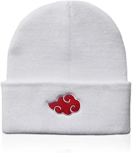 Vista 9 de Gorro de invierno de anime para hombres y mujeres, gorro de punto con puños, cómodo y suave, bordado de anime Negro