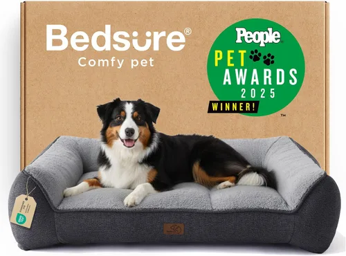 Vista 13 de Bedsure Cama ortopédica para perros de tamaño mediano, camas extra gruesas de apoyo para perros medianos con funda impermeable lavable, cómodo sofá