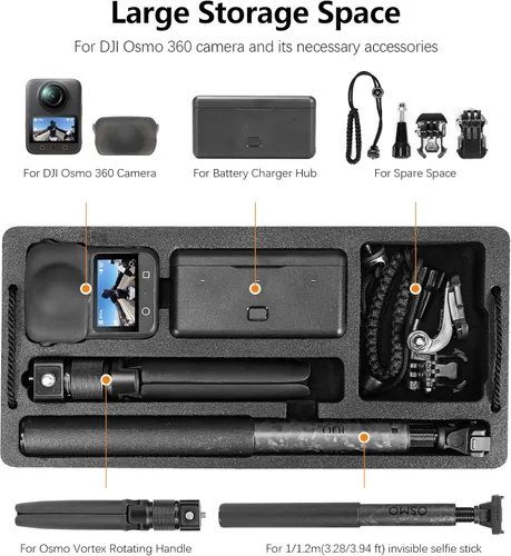 Vista 2 de AMAZEAR Osmo 360 - Funda rígida de doble capa IP67, impermeable, a prueba de golpes, para DJI Osmo 360 Adventure Combo Accesorios, portátil