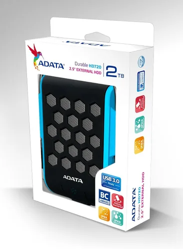 Vista 5 de ADATA HD720 2TB USB 3.0 Impermeable/a prueba de polvo/resistente a los golpes, disco duro externo, azul (AHD720-2TU3-CBL)