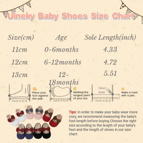 Vista 6 de Uineky Zapatos de vestir para bebés y niñas recién nacidas, zapatos planos estilo Mary Jane, antideslizantes, ligeros, suela suave, zapatos de boda