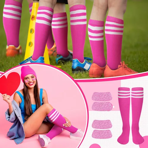 Vista 4 de 12 piezas de accesorios deportivos, 6 calcetines de fútbol de sóftbol, 6 calcomanías negras con purpurina para mujeres jóvenes, suministros