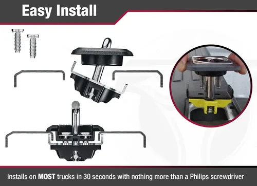 Vista 5 de Bull Ring Anclajes retráctiles para cama de camión, 98-12 Ford Ranger, 98-14 F150, 98-16 F250 y F350 Super Duty, 99-13 Silverado, 99-13 Sierra 1500