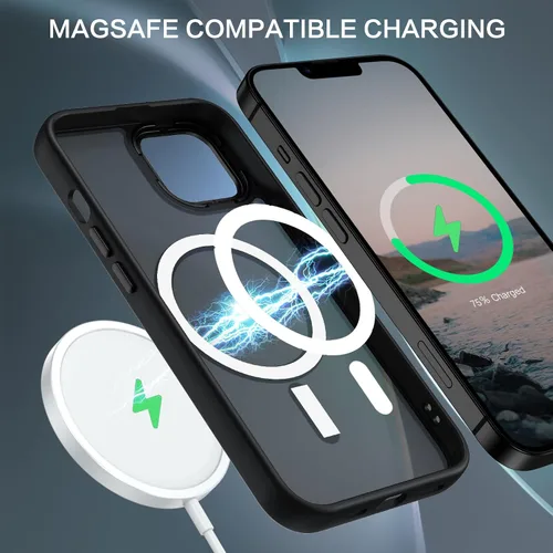 Vista 3 de BENTOBEN Funda magnética para iPhone 13 [compatible con Magsafe] Funda translúcida mate para iPhone 13, delgada y delgada, a prueba de golpes