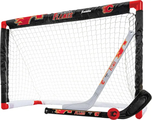 Vista 19 de Franklin Sports NHL - Juego de mini hockey para niños, portería de hockey sobre rodilla, pelota + 2 palos, juego de juguetes para interiores