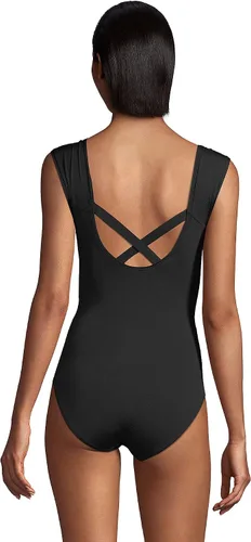 Vista 2 de Lands' End Mastectomy - Traje de baño de una pieza con manga casquillo y control de abdomen resistente al cloro para mujer