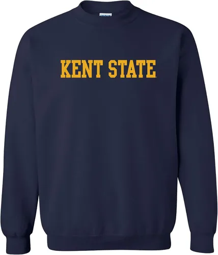 Vista 21 de UGP Campus Apparel NCAA Bloque Básico, Cuello Redondo Color del Equipo, Colegio, Universidad Cremalleras Akron Navy