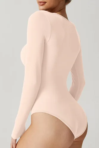 Vista 8 de Meyeeka Body sexy sin costuras para mujer con cuello cuadrado, manga larga