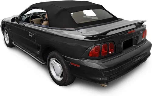 Vista 4 de Capota de convertible blanda con ventana de vidrio térmico en lona original para Ford Mustang 1994-2004, Negro
