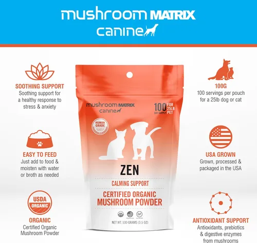 Vista 3 de Om Mushroom Matrix Pet - Canino Mezcla de hongos Zen Matrix Suplemento para mascotas en polvo de hongos orgánicos de grado humano cultivado