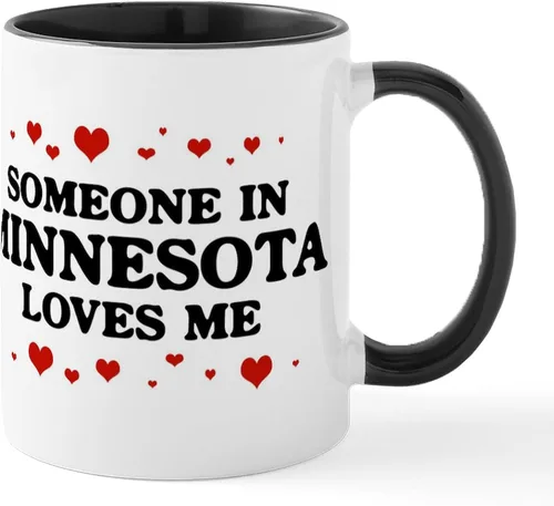 Vista 11 de CafePress Loves Me In Minnesota Taza de café de cerámica de 11 oz (11.0 fl oz)