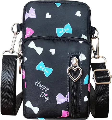 Vista 2 de Bolsa multifuncional para teléfono celular para mujer, diseño de lazo de acuarela a la moda, para mujer, con cremallera, para hombro, bolsa