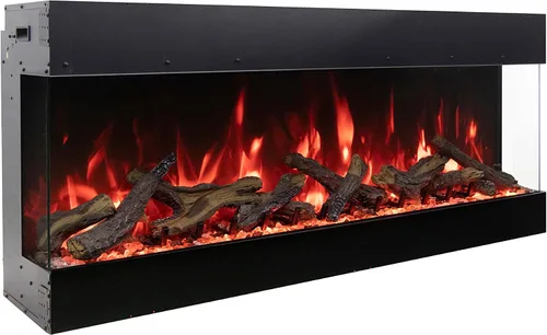 Vista 5 de Amantii TRV-55-BESPOKE Tru View Bespoke - Chimenea eléctrica de 3 caras para interiores y exteriores de 55 pulgadas con WiFi, Bluetooth, altavoz