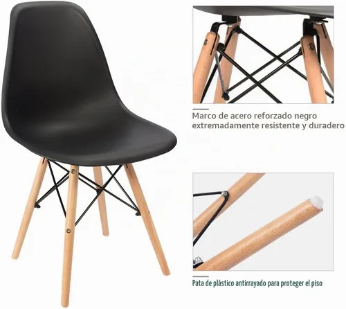 Vista 8 de Furmax Silla de comedor de estilo moderno, silla DSW moderna de mediados de siglo, silla de plástico Shell Lounge para cocina, comedor, dormitorio