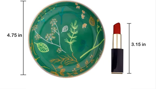 Vista 3 de Goporcelain Bandeja de Joyería para Anillos, Plato de Cerámica Boho Decorativo, Organizador de Baratija para Anillos, Pendientes, Collares, Pulsera