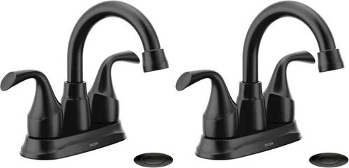 Vista 10 de Moen Idora – Grifo de lavabo de baño con dos asas, centrado, de níquel cepillado resistente a las manchas, con montaje de desagüe, 84115SRN