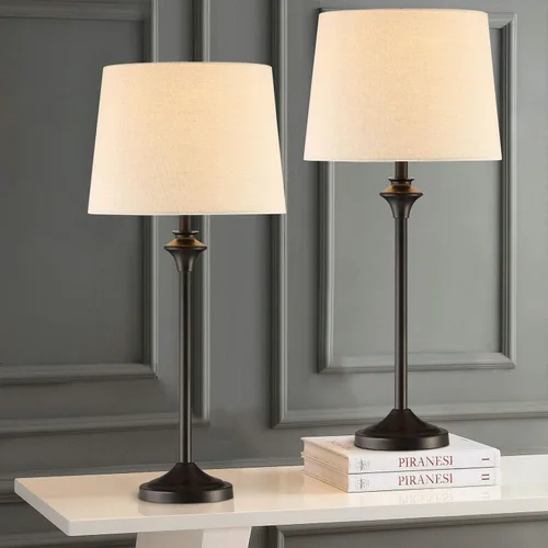 Vista 11 de Maxax Juego de 2 lámparas de mesa de latón dorado para sala de estar, lámparas modernas de buffet de 26 pulgadas, lámparas de mesita de noche