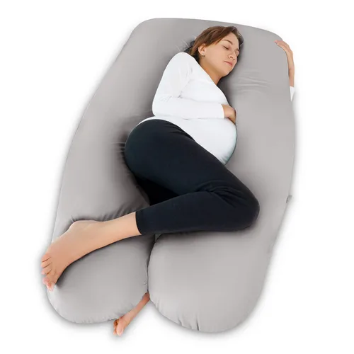 Vista 31 de Meiz - Almohadas de embarazo refrescantes para dormir, almohada corporal de maternidad para mujer embarazada, en forma de U, con funda de jersey
