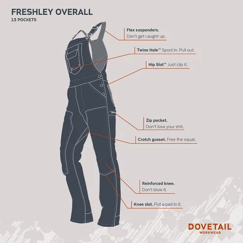 Vista 2 de Dovetail Workwear Freshley Overoles para mujer, 13 bolsillos