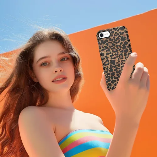 Vista 8 de Funda de teléfono con estampado de guepardo para iPhone 7/8/SE 2020/2022 de 4.7 pulgadas, funda de lujo con diseño de leopardo marrón coqueta a