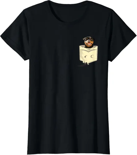 Vista 24 de Rottweiler In A Pocket - Camiseta de entrenamiento de cachorros para amantes de los perros, Negro