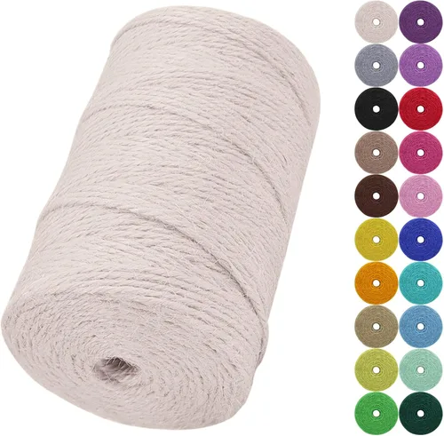 Vista 18 de Cuerda de yute natural de 0.079 pulgadas y 328 pies para manualidades, cuerda de yute de colores de 3 capas para envoltura de regalos, jardinería