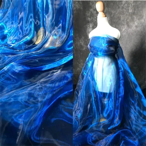 Vista 14 de Tela de organza transparente ligera de dos tonos, tela de gasa holográfica iridiscente de encaje, tela de tul oganza para vestido, fiesta, fondo
