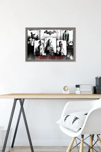 Vista 6 de Trends International DC Comics VIdeo Game - Póster de pared de Arkham City, 14.725 x 22.375 pulgadas, versión enmarcada de madera de granero