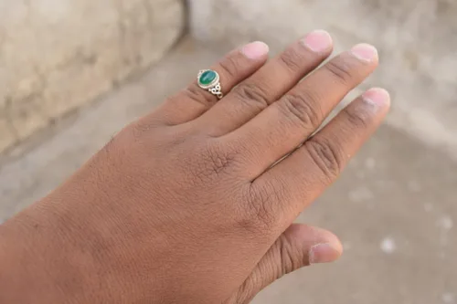 Vista 4 de Avicrafts Anillo de plata de ley 925 con piedra de ónix verde, para mujer, hecho a mano, joyería de Navidad, regalo para ella