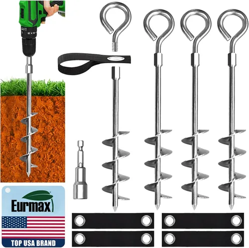 Vista 22 de Anclajes de suelo Eurmax USA Anclajes de trampolines con tornillo para vientos fuertes Estacas de tienda de campaña de alta resistencia Anclajes
