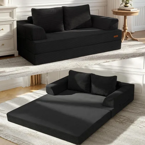 Vista 44 de COMAX Sofá cama futón, sofá cama convertible 4 en 1, sofás deshuesados para sala de estar, sofá biplaza plegable pequeño plegable que ahorra Gris