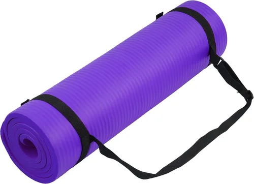 Vista 16 de Fitvids Tapete de yoga de 1/2 pulgada, extra grueso, de alta densidad, antidesgarros, con correa de transporte, adecuado para varios ejercicios