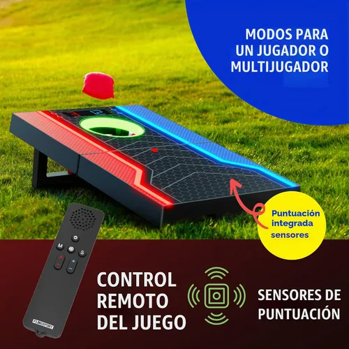 Vista 4 de Juego de tablas de cornhole electrónicas, puntuación automática, incluye 1 tablero de cornhole, 1 control remoto y 8 bolsas de frijoles