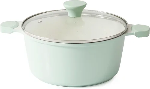 Vista 8 de SENSARTE Olla de cerámica antiadherente con tapa, olla de cocción de inducción de 4.5 cuartos de galón con tapa de vidrio templado, olla