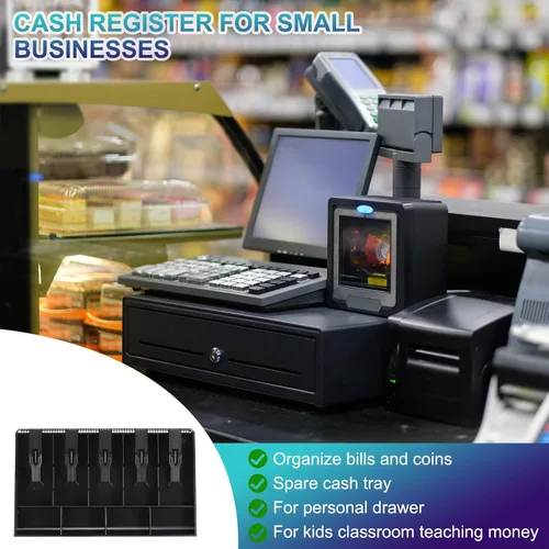 Vista 3 de PATIKIL Bandeja de dinero para caja registradora, bandeja de inserción de cajón, organizador portátil de caja de almacenamiento de dinero con clip