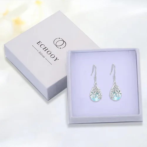 Vista 8 de Moonstone Earrings 925 Sterling Silver Daisy Moon Star Mermaid Tail Celtic Knot Phoenix Moonstone Drop Dangle Earrings Hypoallergenic Jewelry Gift