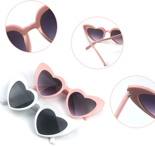 Vista 3 de Paquete de 7 lentes de sol en forma de corazón para despedida de soltera dama de honor novia corazón