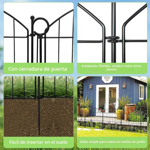 Vista 7 de Valla Decorativa de Jardín 24 pulgadas (Alto) x 10 pies (Largo), Paquete de 5 Valla Sin Excavación Barrera para Animales para Perro con Cerradura