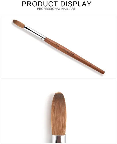 Vista 2 de KADS Kolinsky - Brocha acrílica para uñas ovalada, con mango de madera resistente, para manicura y pedicura profesional (n.° 10)