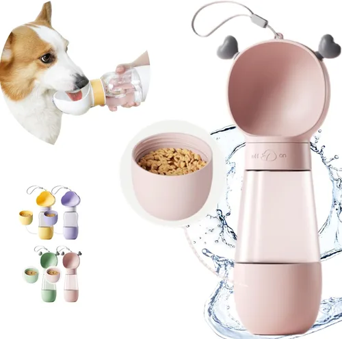 Vista 10 de Botella de agua portátil para perro 2 en 1, dispensador de agua para mascotas, a prueba de fugas, tazón ligero para cachorros sobre la marcha