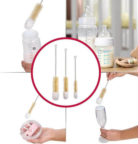 Vista 3 de HIC Kitchen Cepillos de limpieza de punta suave, microfibra antiarañazos con cerdas de cabeza de jabalí, juego de 3 tamaños