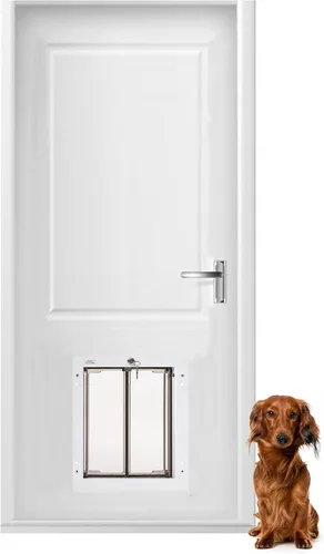 Vista 6 de Plexidor Performance - Puertas para mascotas con cerradura y llave, eficiencia energética, dos paneles, color blanco