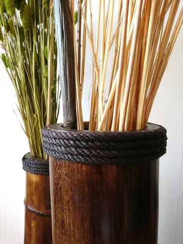 Vista 5 de Bamboo Floor Vases Available in Different Heigh, Set of 3