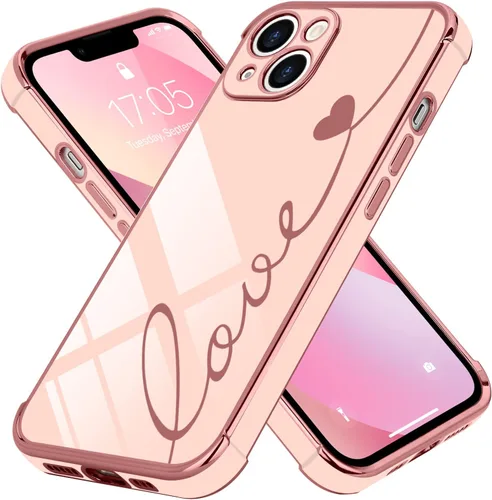 Vista 78 de LCHULLE Funda compatible con iPhone 12 para mujeres y niñas, bonito diseño de corazón de amor con enchapado de lujo, cubierta de TPU suave a prueba