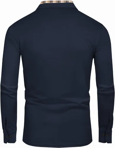 Vista 5 de Polera polo clásica Coofandy de hombre, con manga corta y cuello plisado