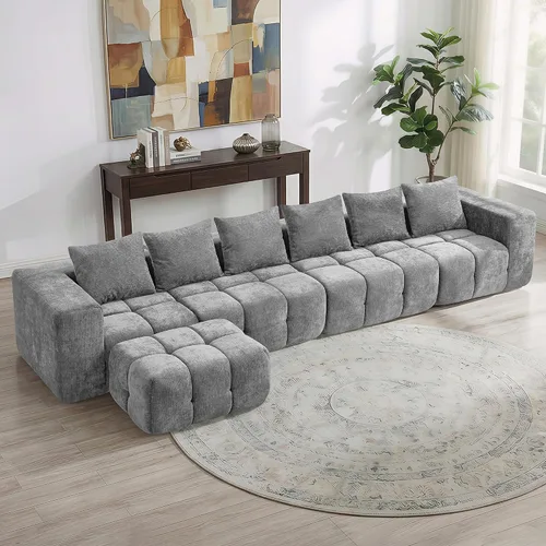 Vista 12 de Sofá de dos plazas seccional modular sin armazón de 78.7 pulgadas, sofá nube capitoné con asiento profundo, sofá de chenilla para sala de estar