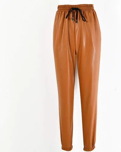 Vista 3 de WUAI-Leggings de piel sintética para mujer, con bolsillos